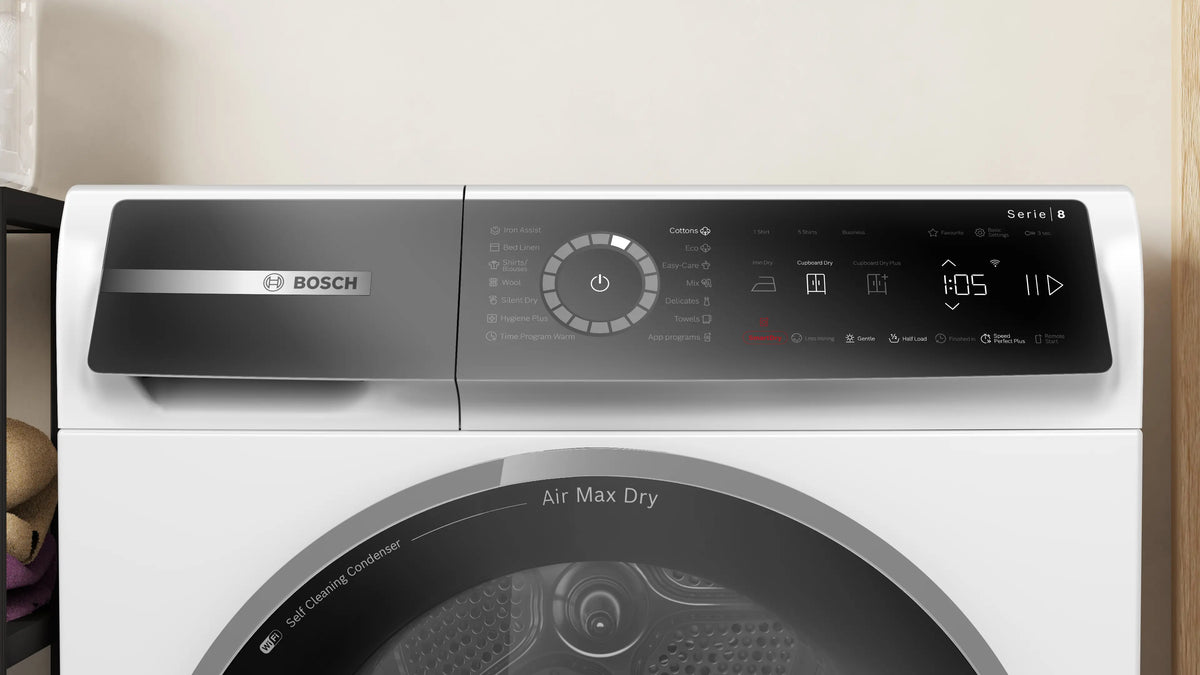 Uscător de rufe Bosch WRB247CNBY, Seria 8, 9 kg, pompă de căldură, alb