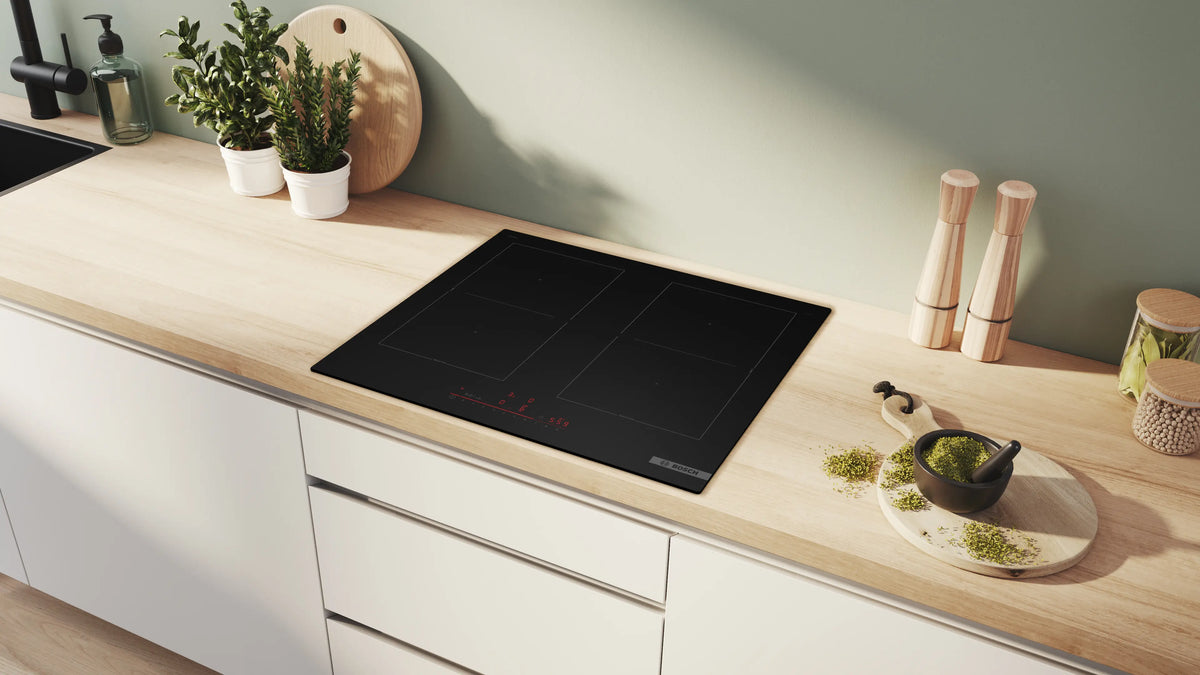 Plită cu inducție Bosch PVQ61CHB1E, Seria 6, 60 cm, neagră