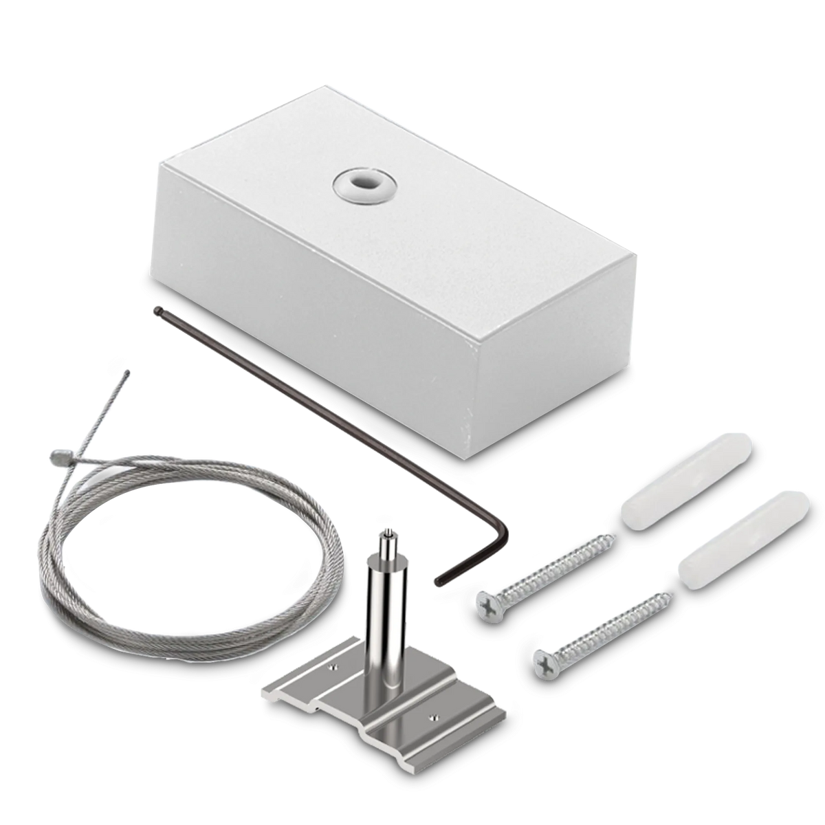 Kit de montaj Ideal Lux Fluo Kit Single Steel Cable 2 Mt + Ceiling Cup, alb, 277929