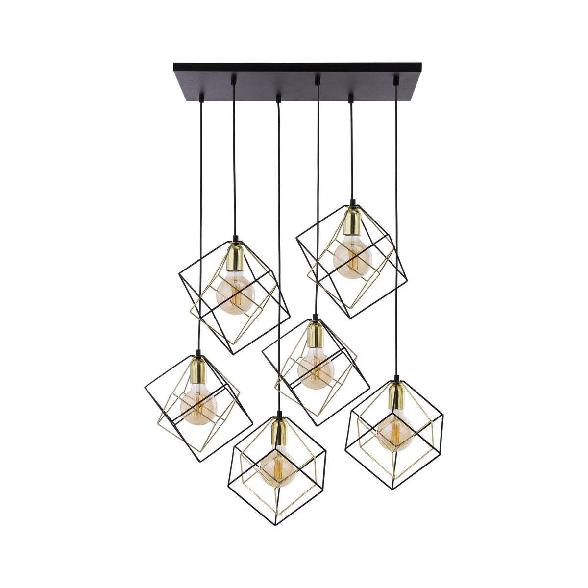 Lustră TK Lighting Alambre 6, negru, auriu, 6 x E27, 2779