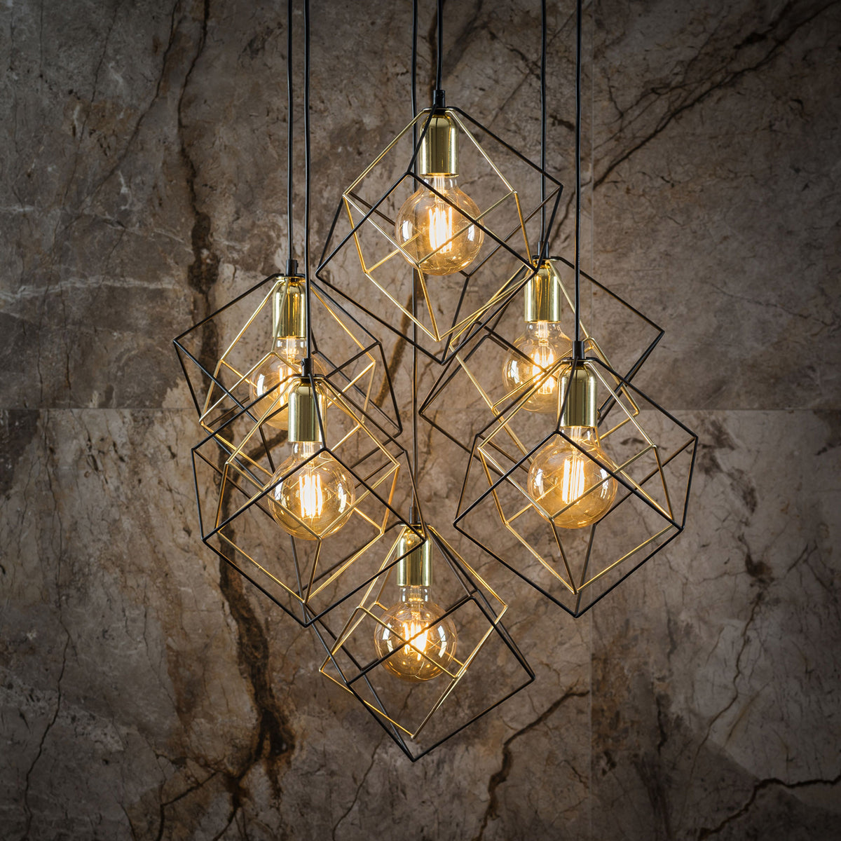 Lustră TK Lighting Alambre 6, negru, auriu, 6 x E27, 2779
