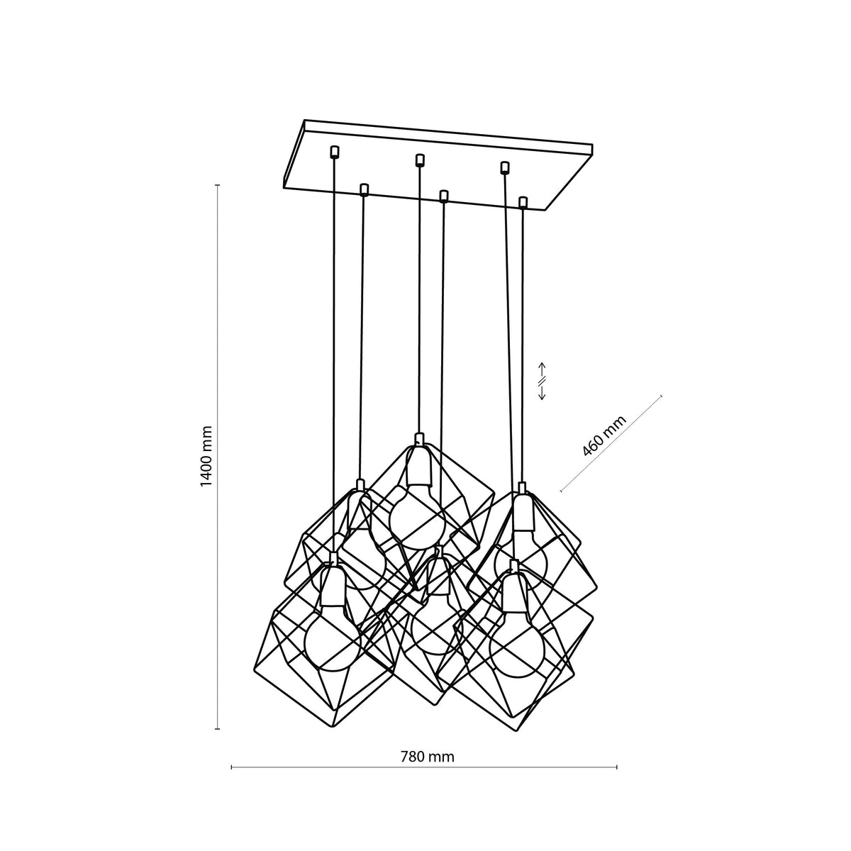 Lustră TK Lighting Alambre 6, negru, auriu, 6 x E27, 2779