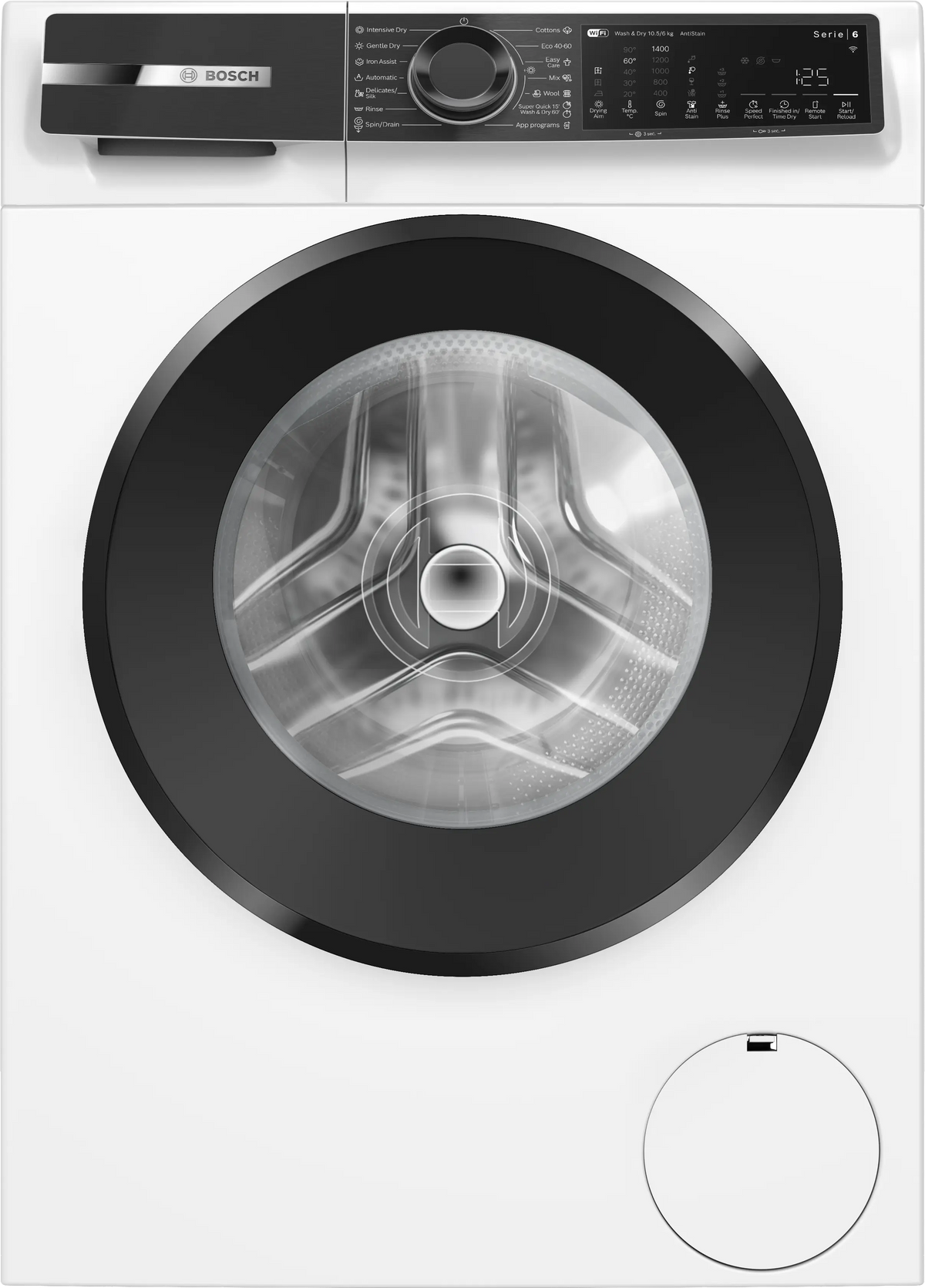 Mașină de spălat rufe cu uscător Bosch WNG25401BY, Seria 6, 10.5 kg, albă