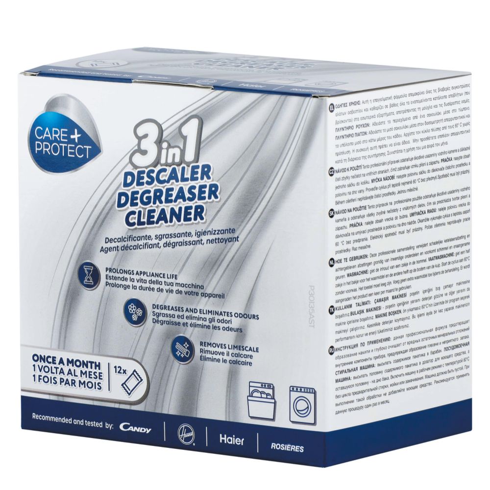Soluție anticalcar 3 în 1 pentru mașina de spălat rufe și vase Care+Protect CPP1250DW