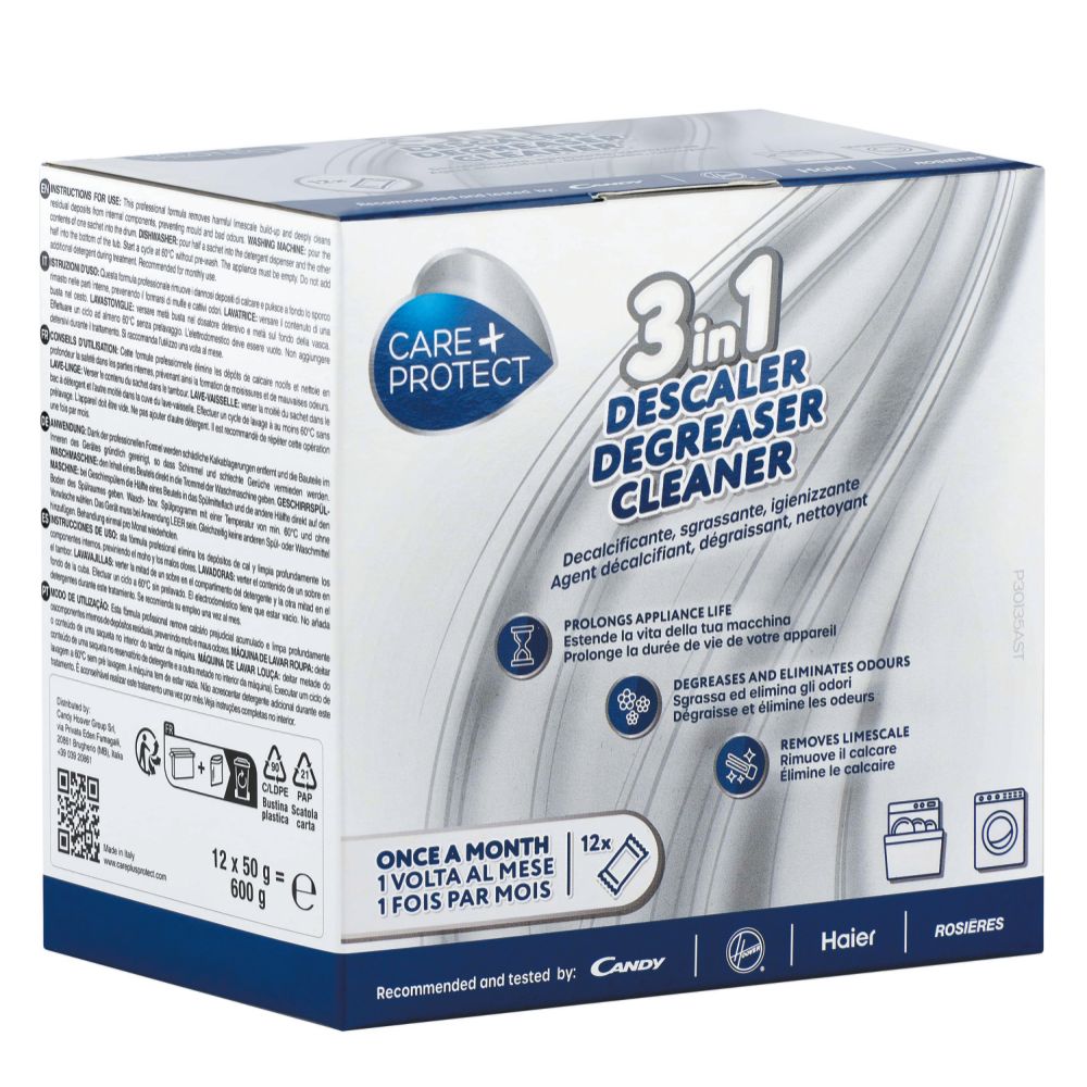 Soluție anticalcar 3 în 1 pentru mașina de spălat rufe și vase Care+Protect CPP1250DW
