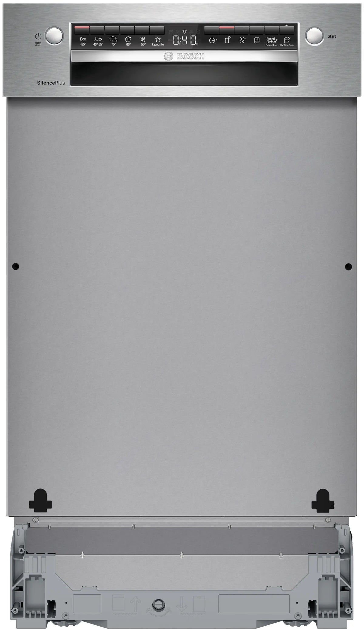 Mașină de spălat vase parțial încorporabilă Bosch SPI4HMS13E, Seria 4, 45 cm, 10 seturi, inox
