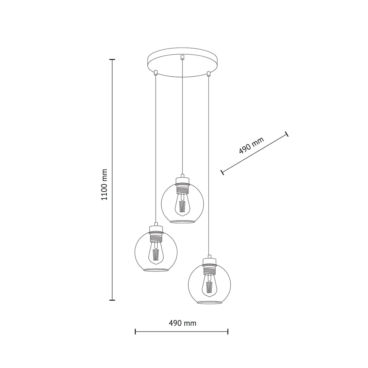 Lustră TK Lighting Cubus 3, 3 x E27, 2831