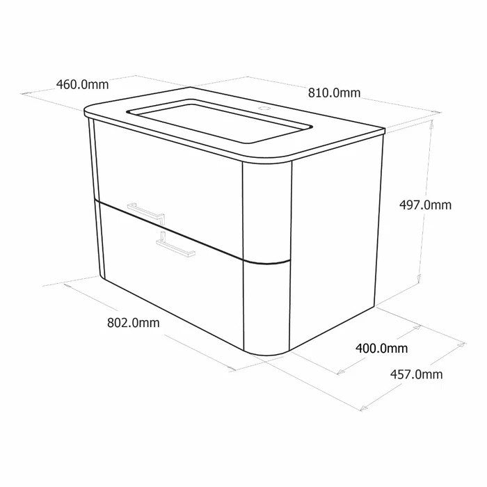 Mască de baie cu lavoar Savini Due Geos 80, stejar auriu, 81 cm