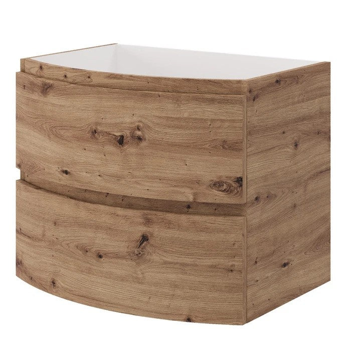 Masca baie + lavoar Savini Due Armonia, cu sertare, stejar auriu, montaj suspendat, 70 x 59.2 x 50.5 cm