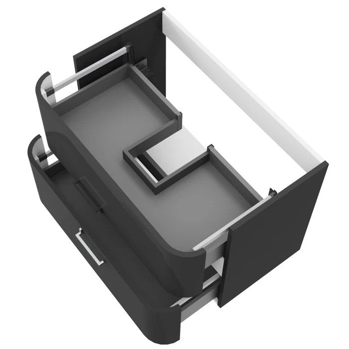 Masca baie pentru lavoar, Savini Due Geos 80 2100/F03, cu sertare, gri inchis lucios, suspendat, 80.2 x 45.7 x 49.7 cm