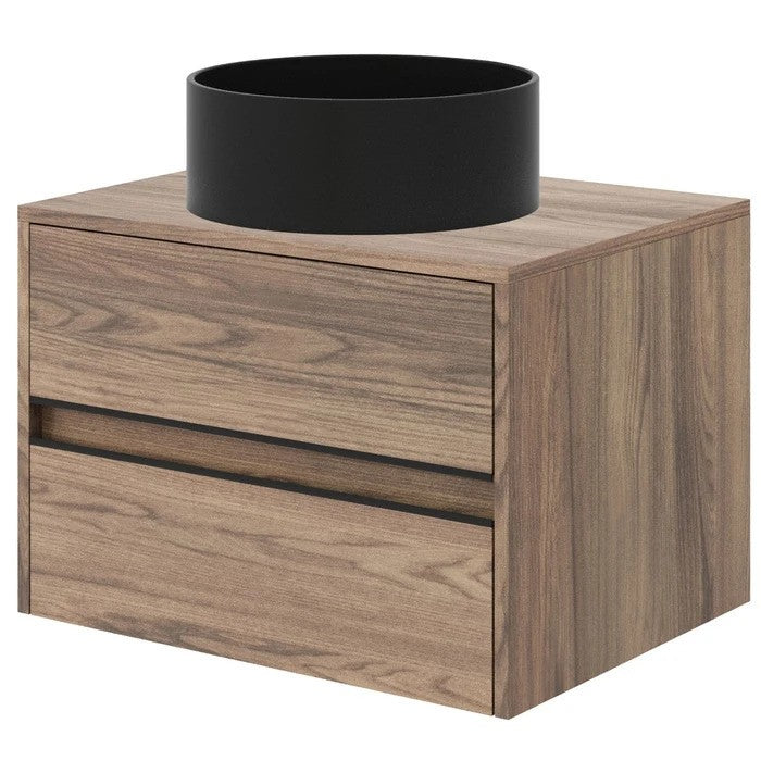 Masca baie + lavoar Savini Due Terra, cu sertare, tabacco + negru, suspendat, 60.2 x 45.5 x 43 cm