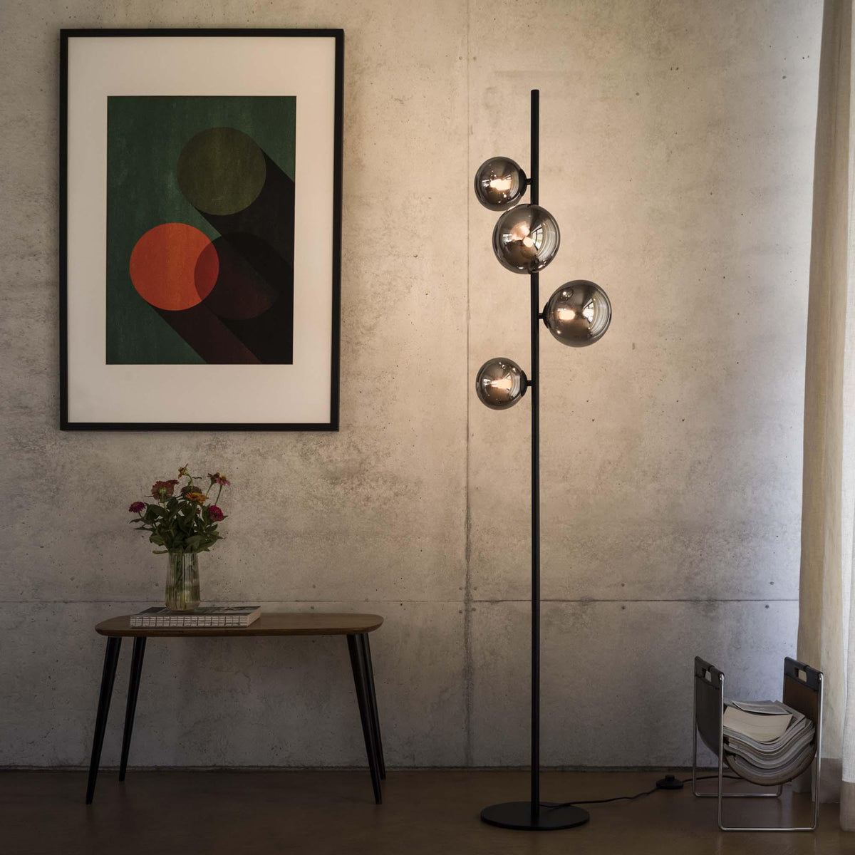 Lampadar Ideal Lux Perlage PT4, fumuriu, 306988
