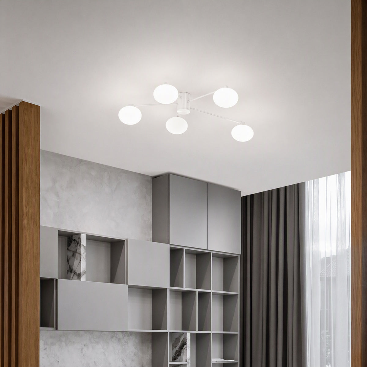 Plafonieră Ideal Lux Hermes PL5, alb, Ø90 cm, 316680