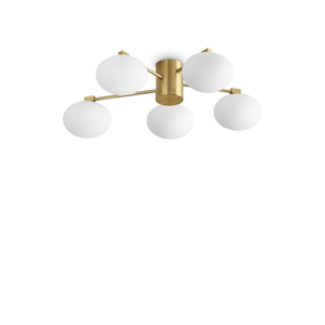 Plafonieră Ideal Lux Hermes PL5, alamă, Ø60 cm, 316697