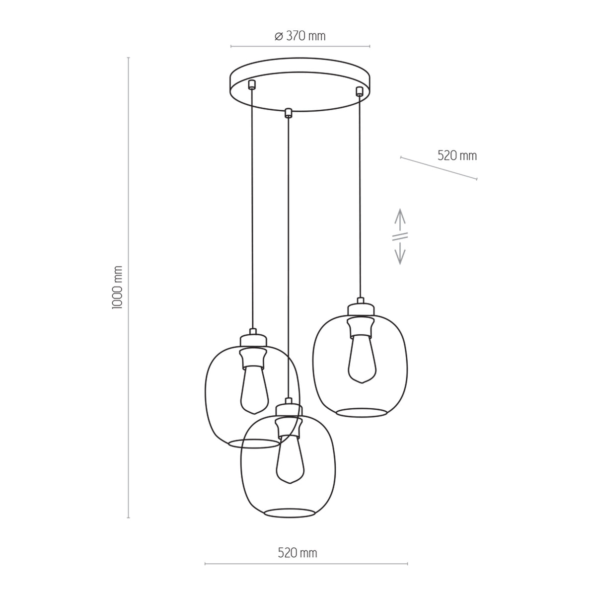 Lustră TK Lighting Elio 3 Rotund, 3 x E27, 3184