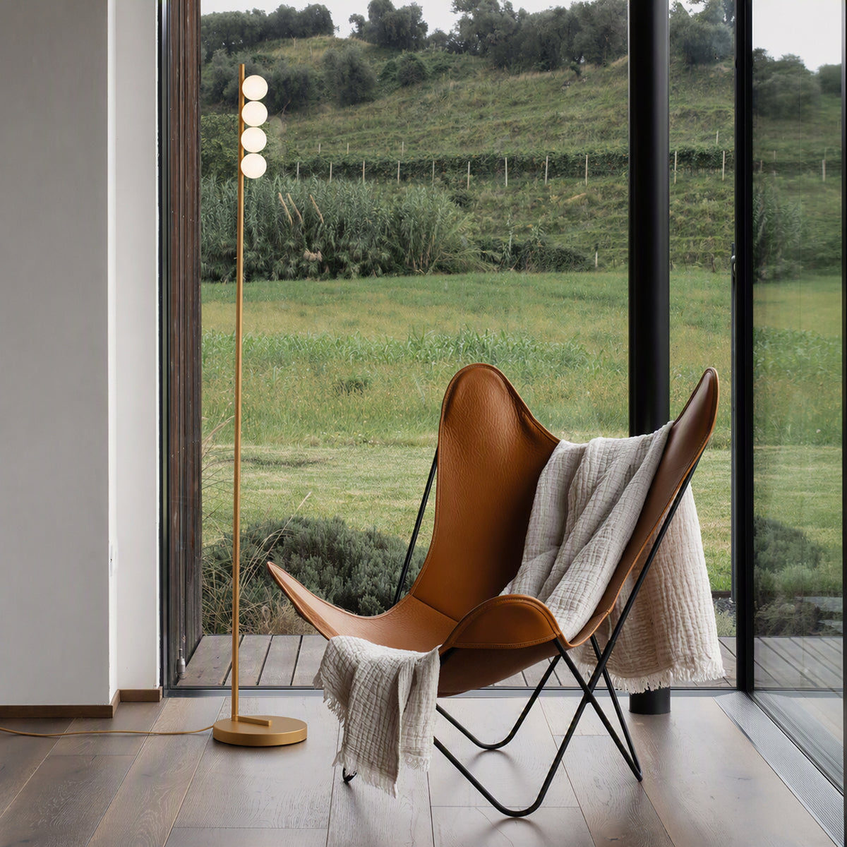 Lampadar Ideal Lux Ping Pong PT4, alamă, 328324