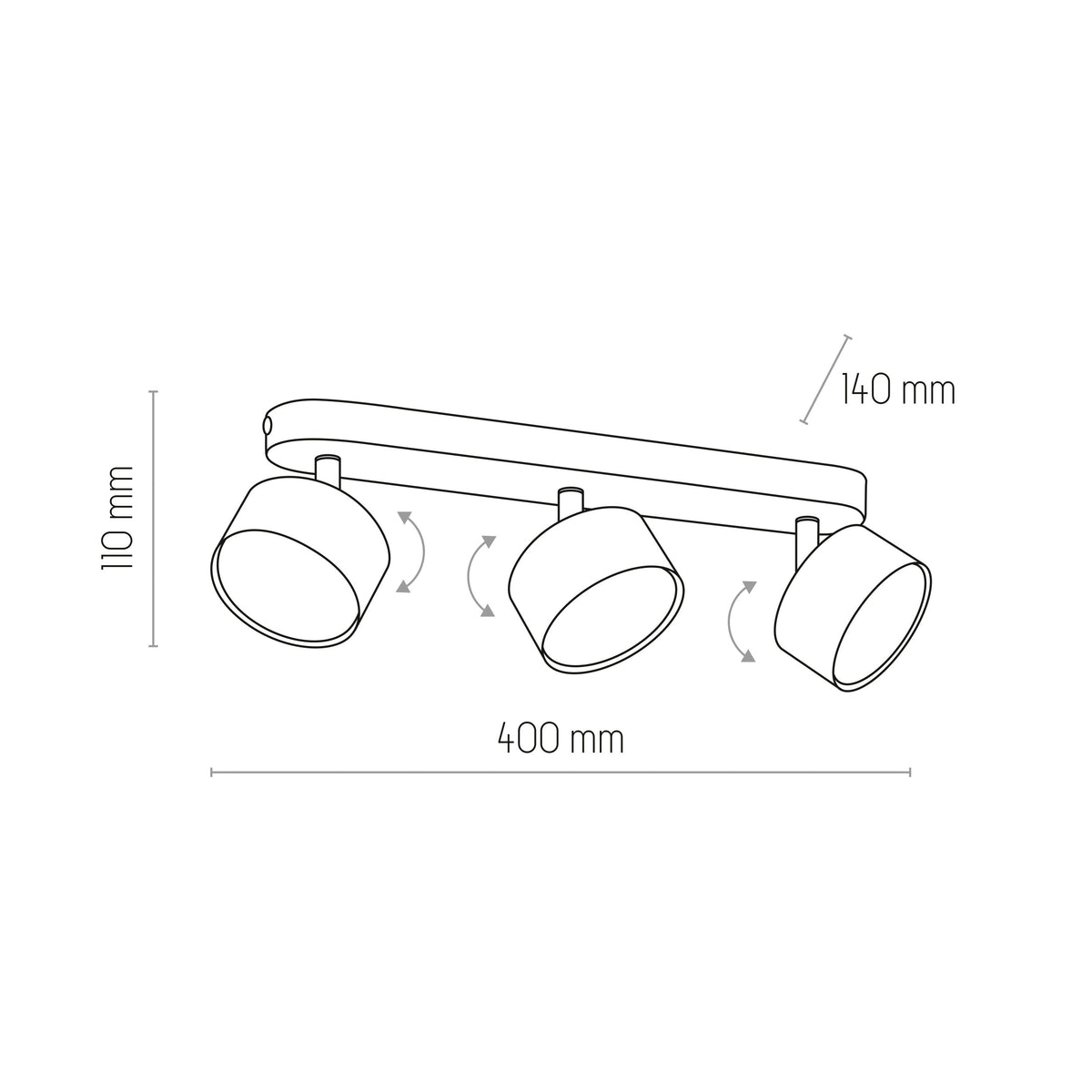 Plafonieră TK Lighting Clark 3, negru, 3 x GX53, 3404