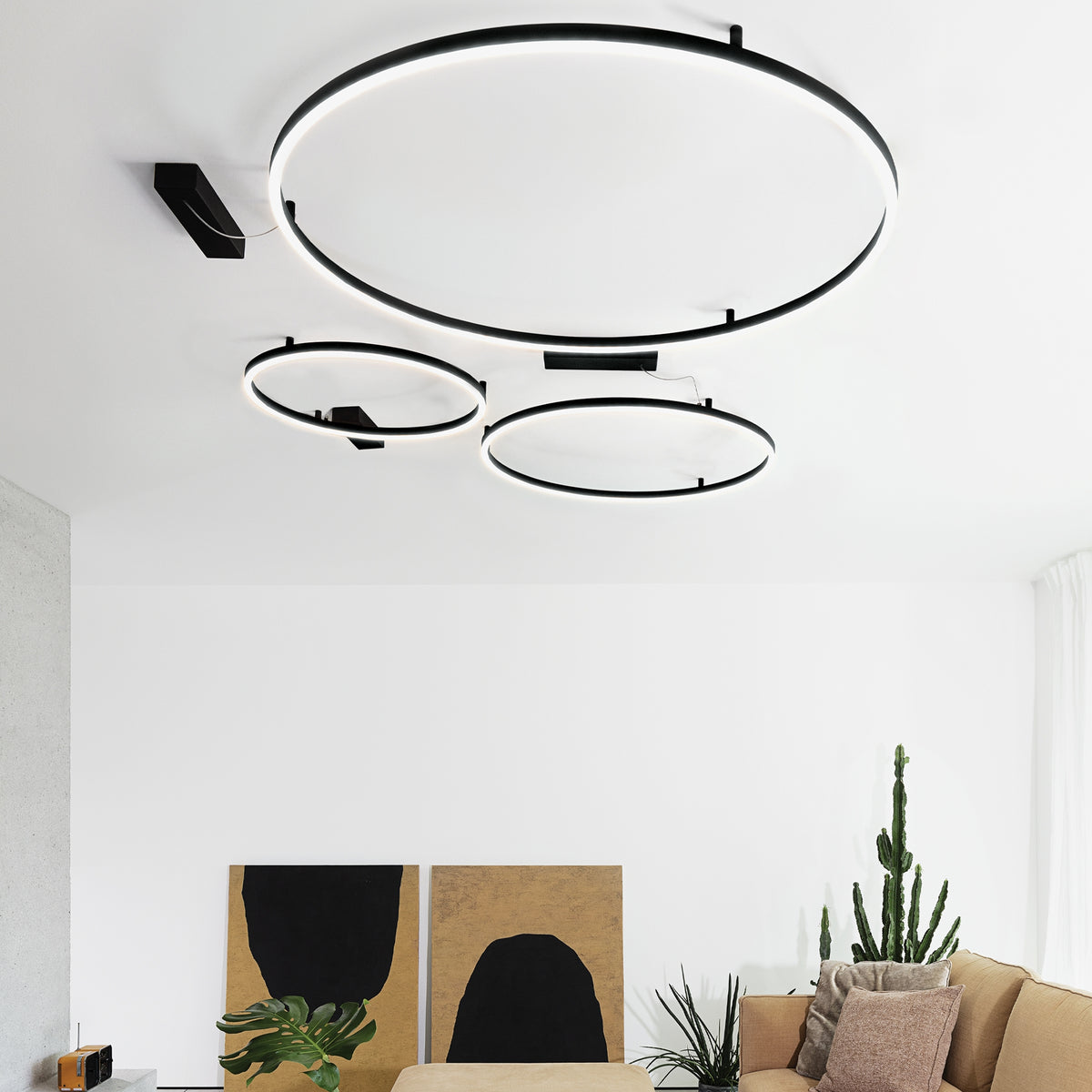 Plafonieră Ideal Lux Oracle Slim Round 2700K ON-OFF, negru, Ø90 cm, 341965