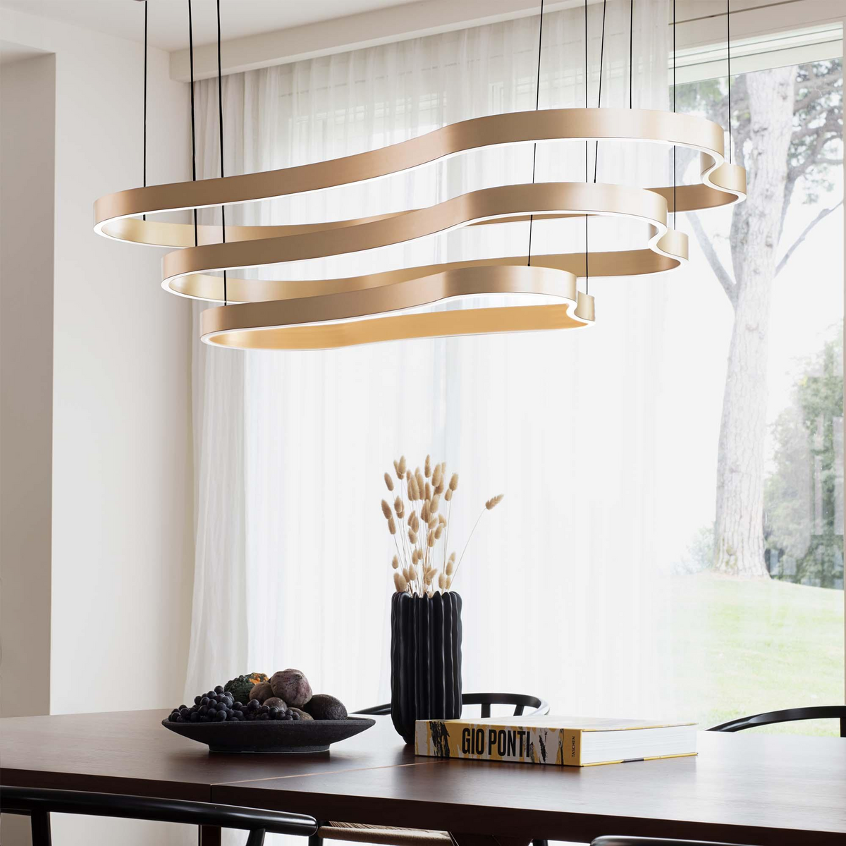 Lustră Ideal Lux Waves-3, auriu, 345284
