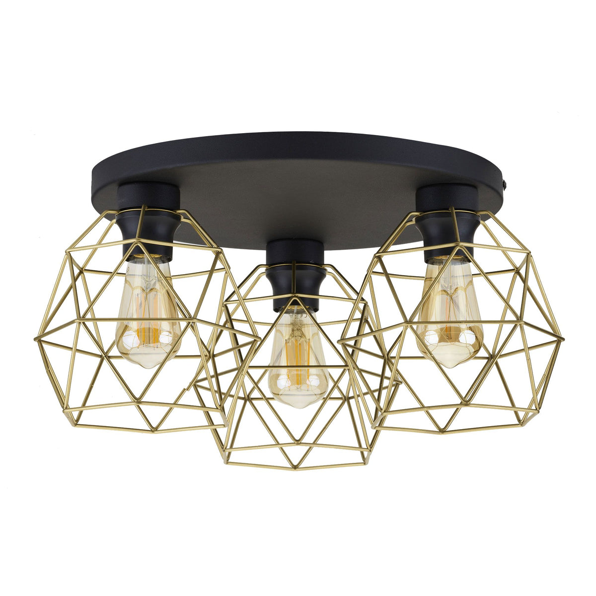 Plafonieră TK Lighting Galaxy 3 Rotund, negru, auriu, 3 x E27, 3458