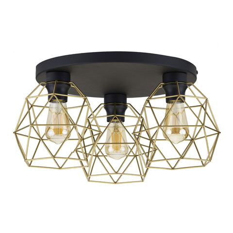 Plafonieră TK Lighting Galaxy 3 Rotund, negru, auriu, 3 x E27, 3458