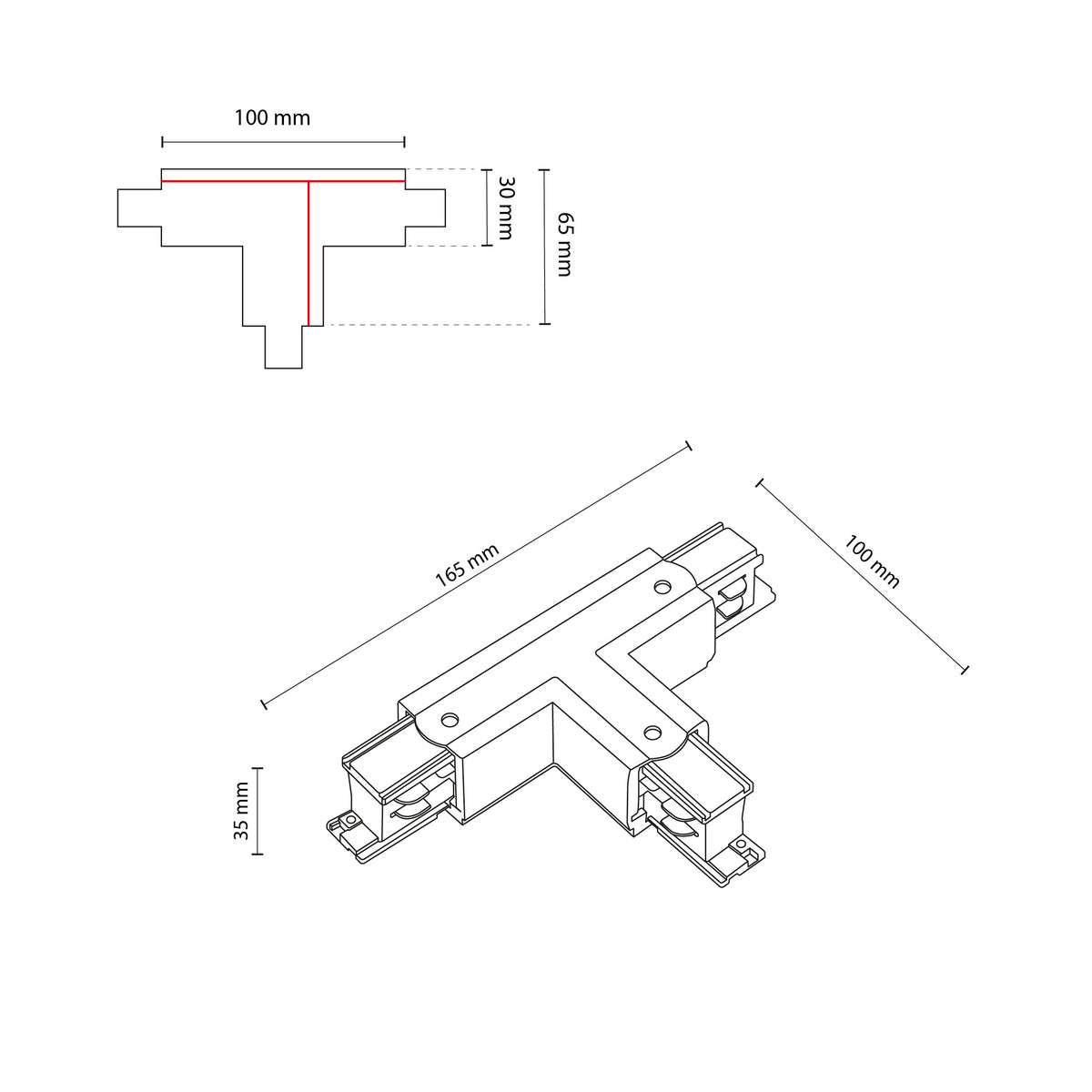 Conector pentru șină TK Lighting Tracer Trifazat T LEFT-1, negru, 3557