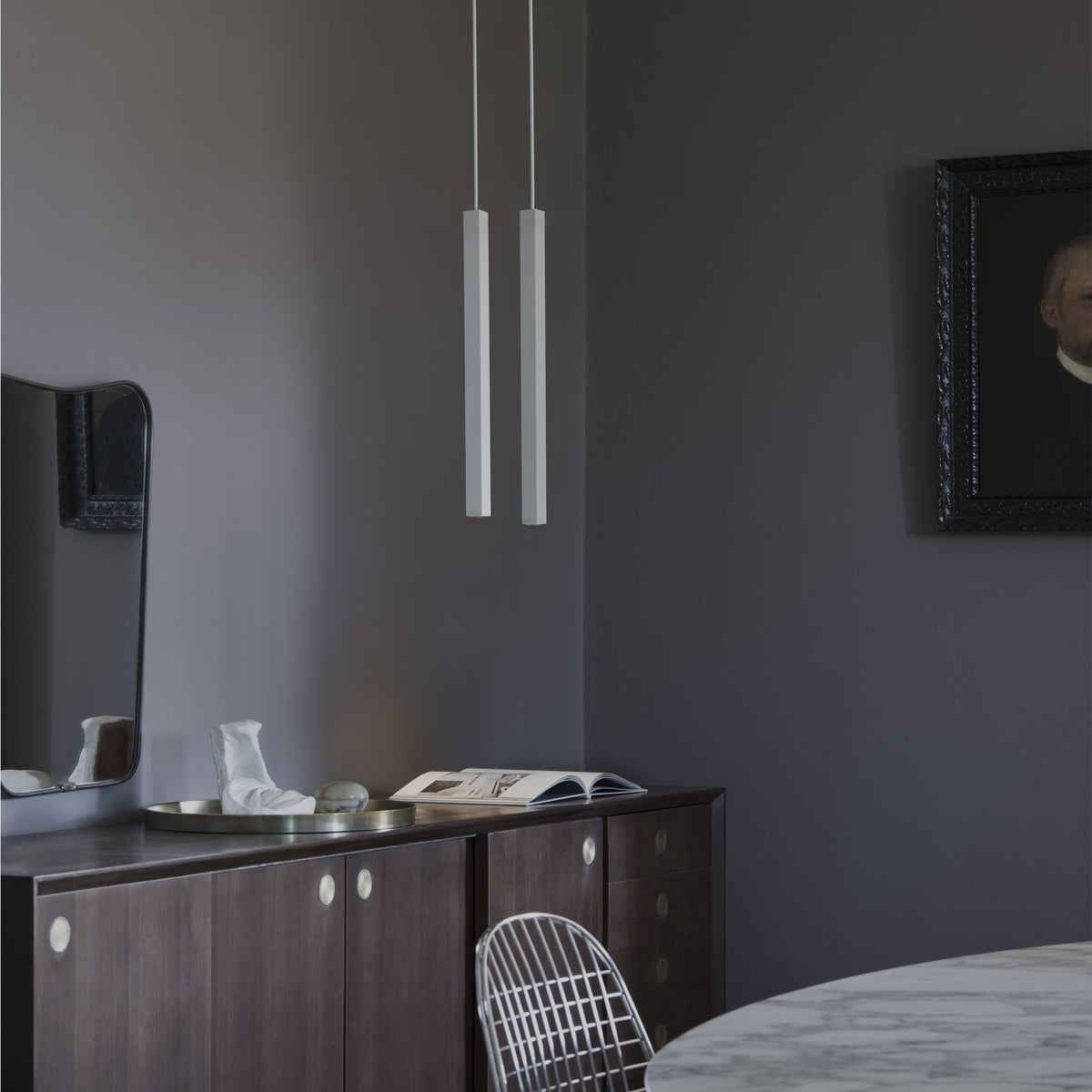 Pendul Ideal Lux Look SP01 Square D4.0, alb, H40 cm, 366999