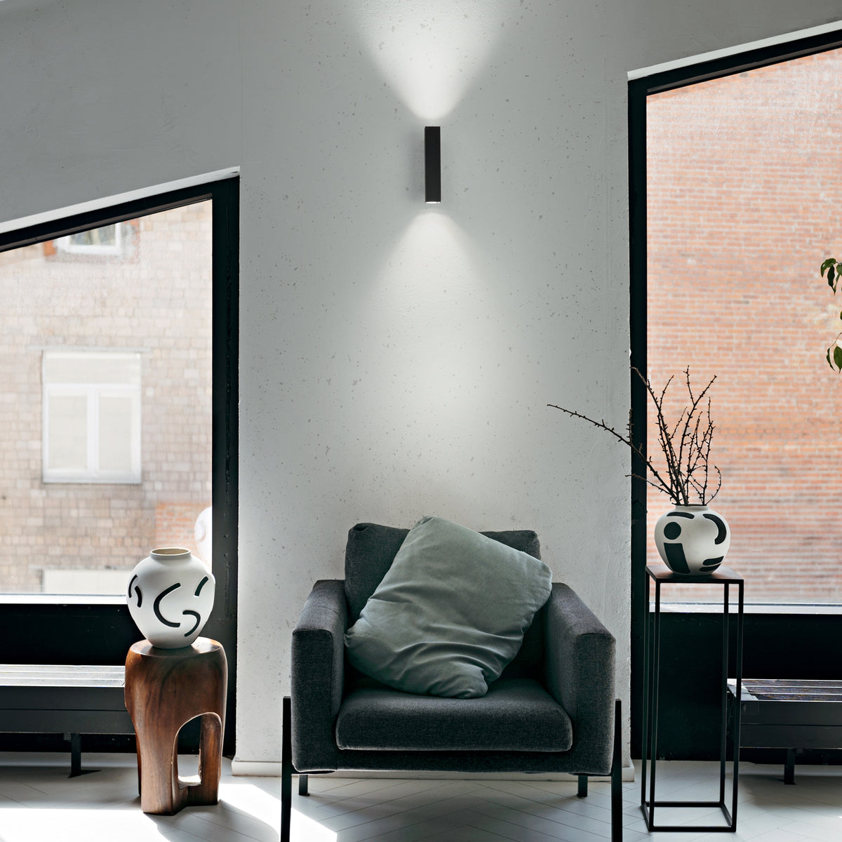 Aplică Ideal Lux Look LED AP02 Square D3.0 ON-OFF 3000K, negru, H30 cm, 370774