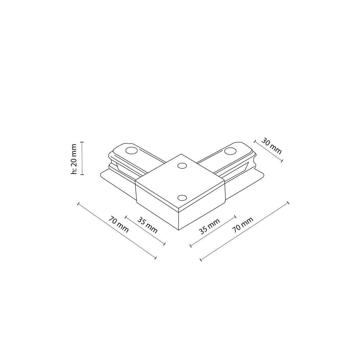 Conector pentru șină TK Lighting Tracer în Unghi, negru, 4070