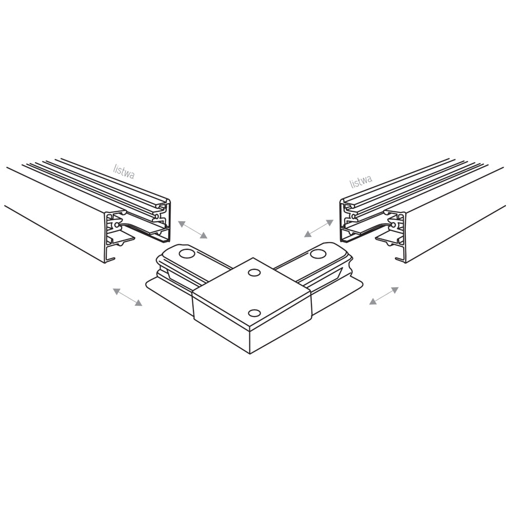 Conector pentru șină TK Lighting Tracer în Unghi, negru, 4070