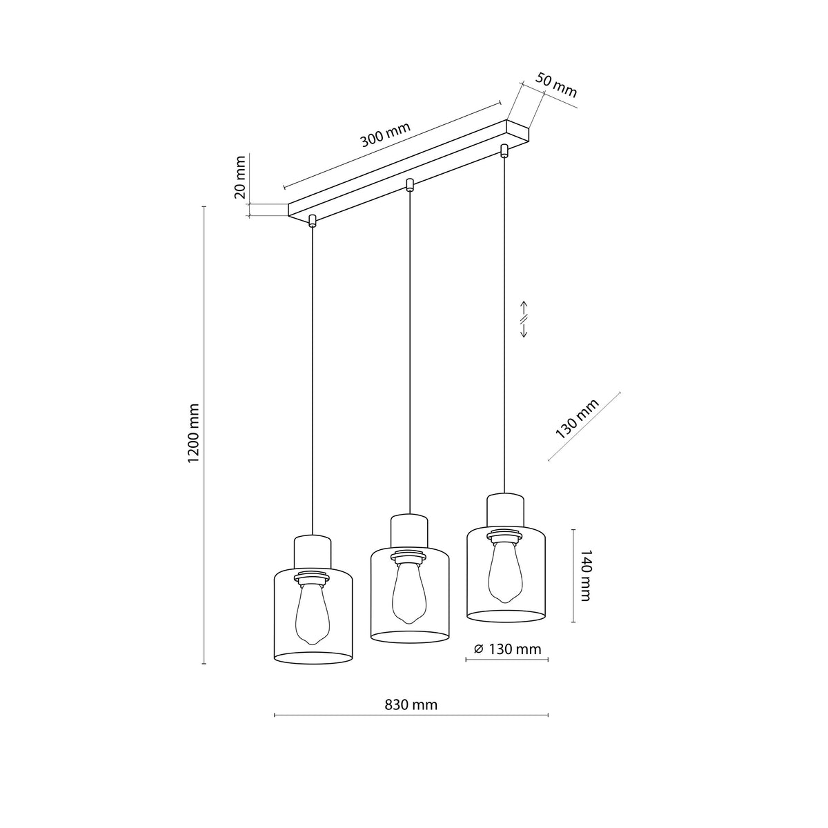 Lustră TK Lighting Orson 3, 3 x E27, 4568