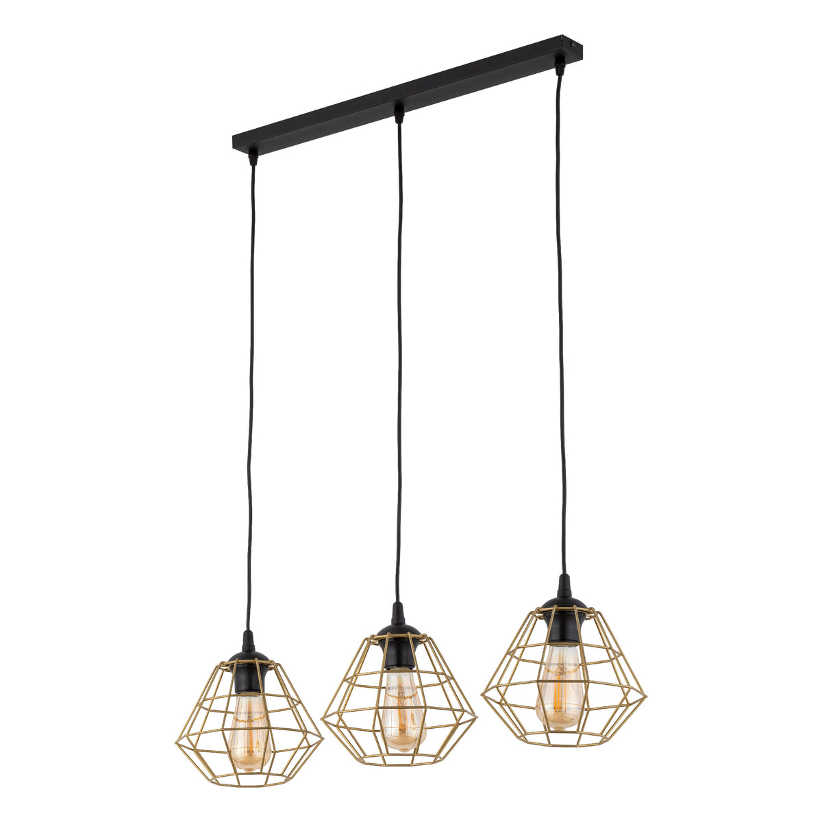 Lustră TK Lighting Diamond 3 Bară, negru, auriu, 3 x E27, 4642