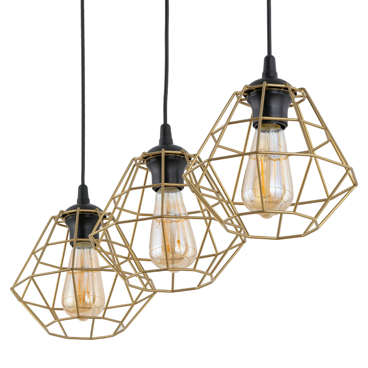 Lustră TK Lighting Diamond 3 Bară, negru, auriu, 3 x E27, 4642
