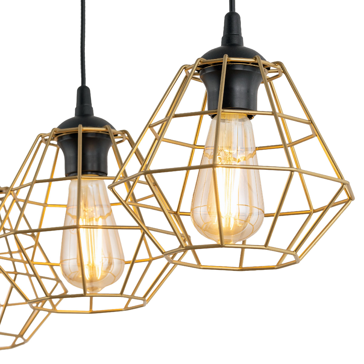 Lustră TK Lighting Diamond 3 Bară, negru, auriu, 3 x E27, 4642