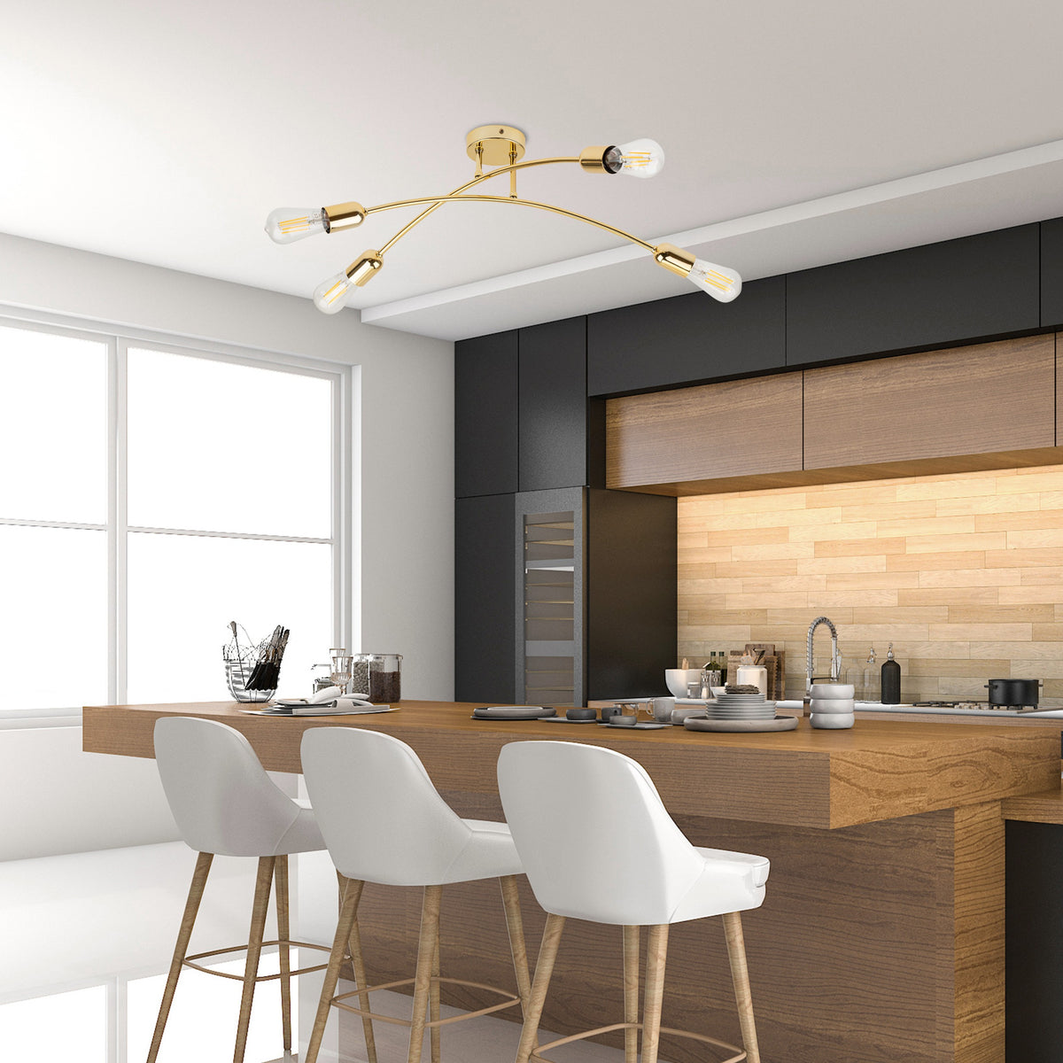 Plafonieră TK Lighting Helix 4, auriu, 4 x E27, 4688