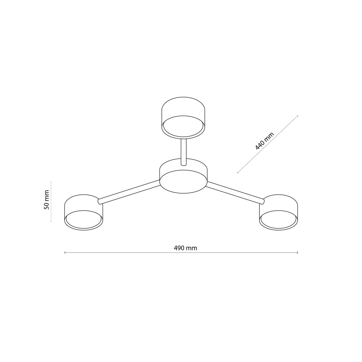 Plafonieră TK Lighting Avia 3, negru, 3 x GX53, 4689