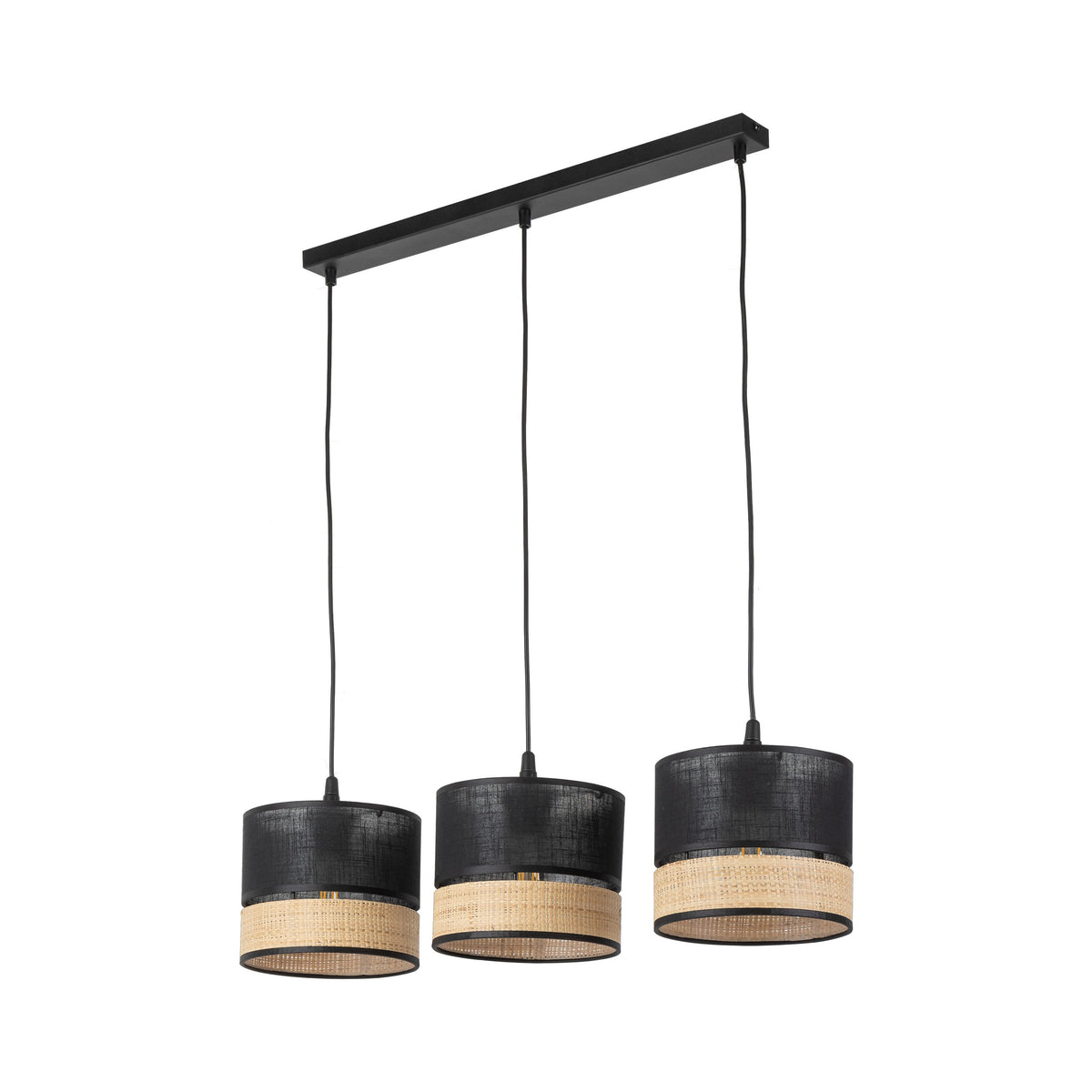 Lustră TK Lighting Paglia 3 Bară, negru, 3 x E27, 4769