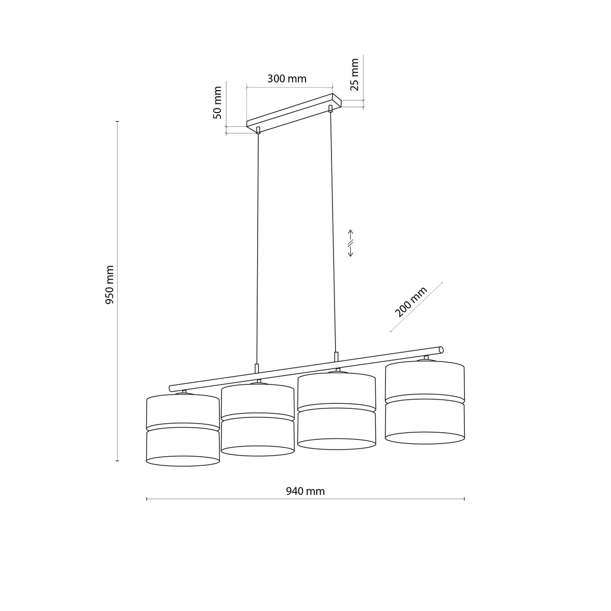 Lampa suspendată Nicol 4 4802 TK 4802