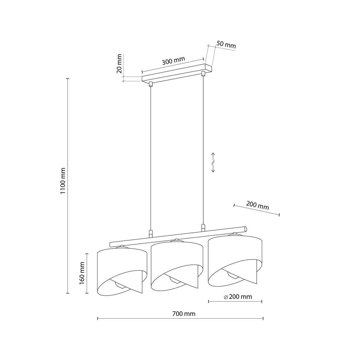 Lustră TK Lighting Grant 3, negru, 3 x E27, 4824