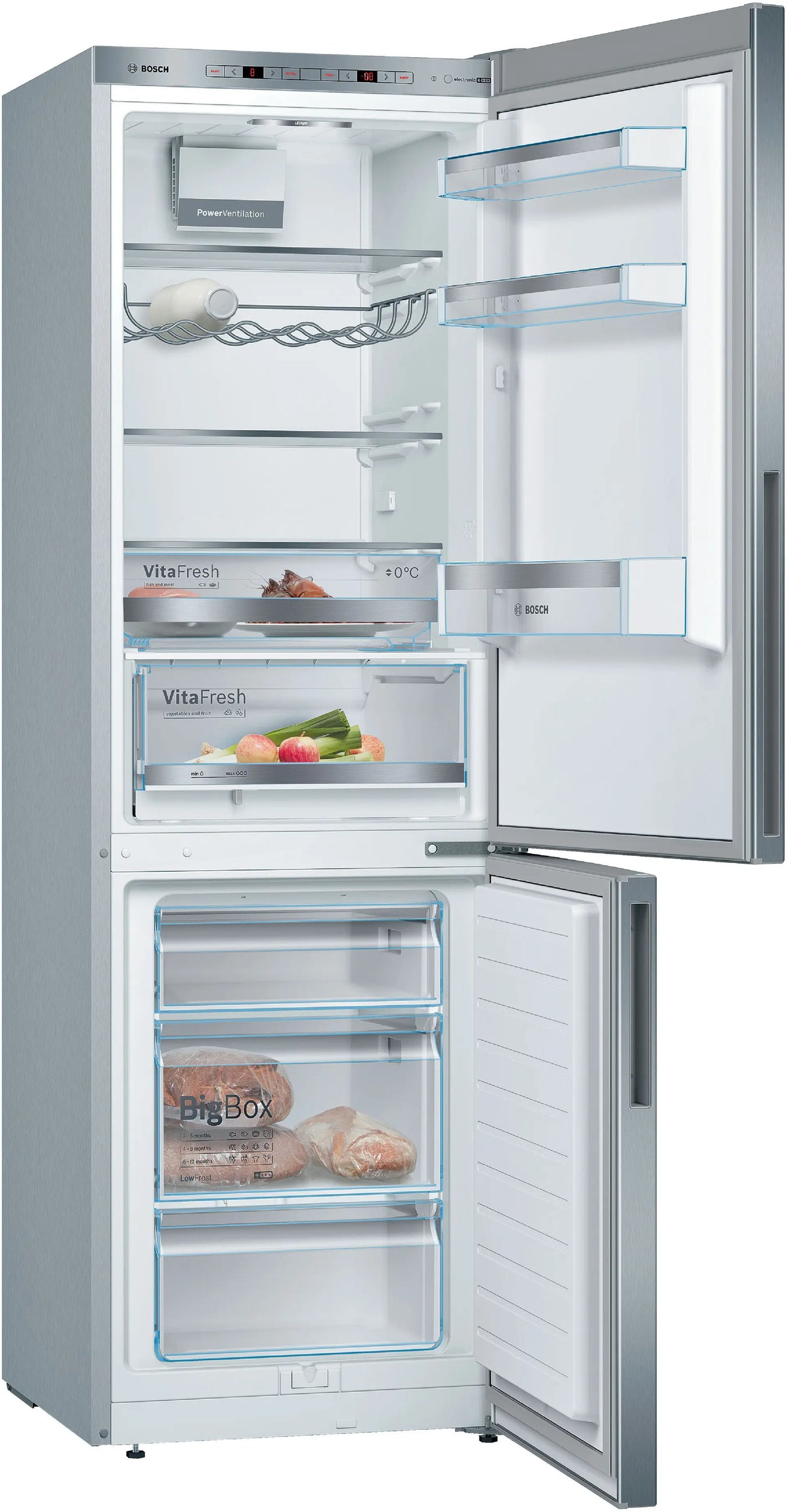 Combină frigorifică Bosch KGE36ALCA, Seria 6, 308 l, inox