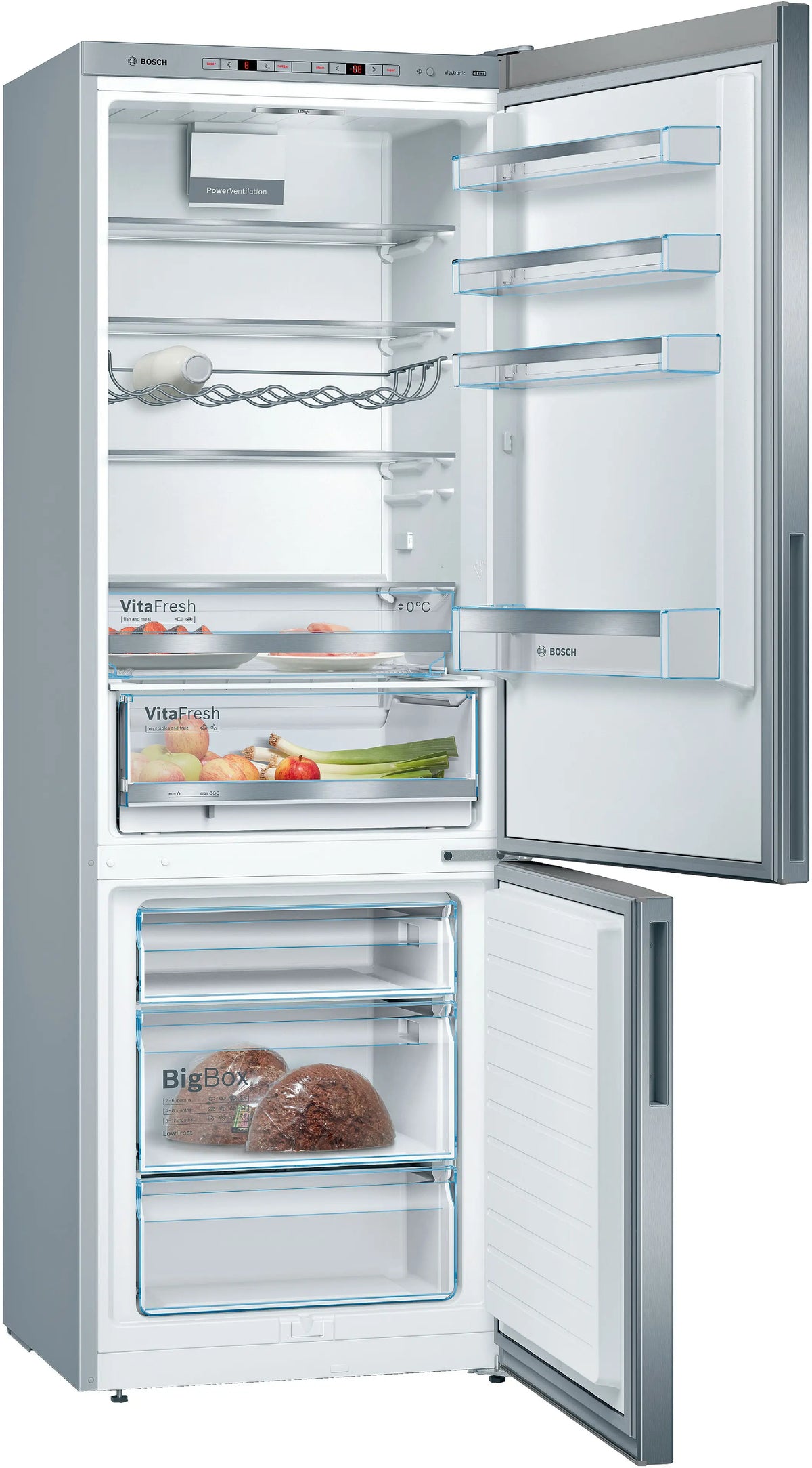Combină frigorifică Bosch KGE49AICA, Seria 6, 419 l, inox