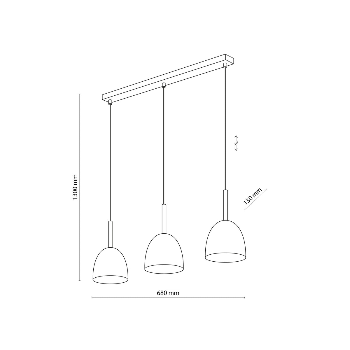 Lustră TK Lighting Nord 3, negru, 3 x E27, 4871