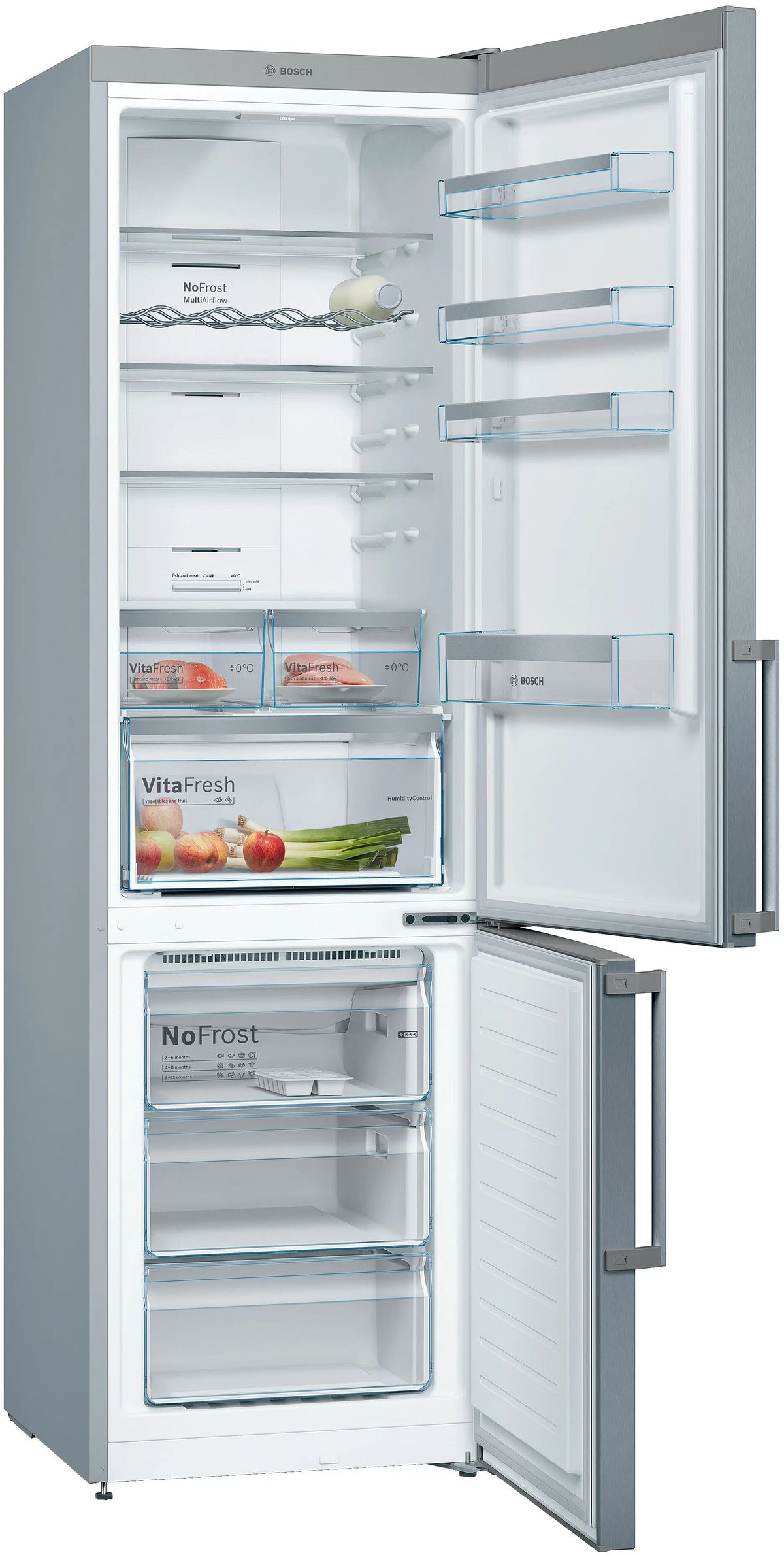 Combină frigorifică Bosch KGN397LEQ, Seria 4, 368 l, Total No Frost, inox