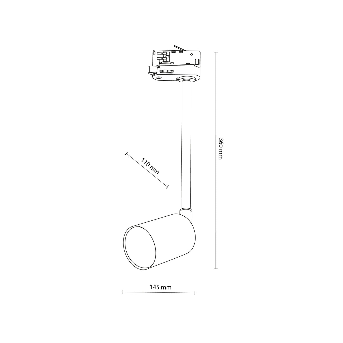 Spot pe șină TK Lighting Tracer Trifazat Top Long 1, negru, 4931
