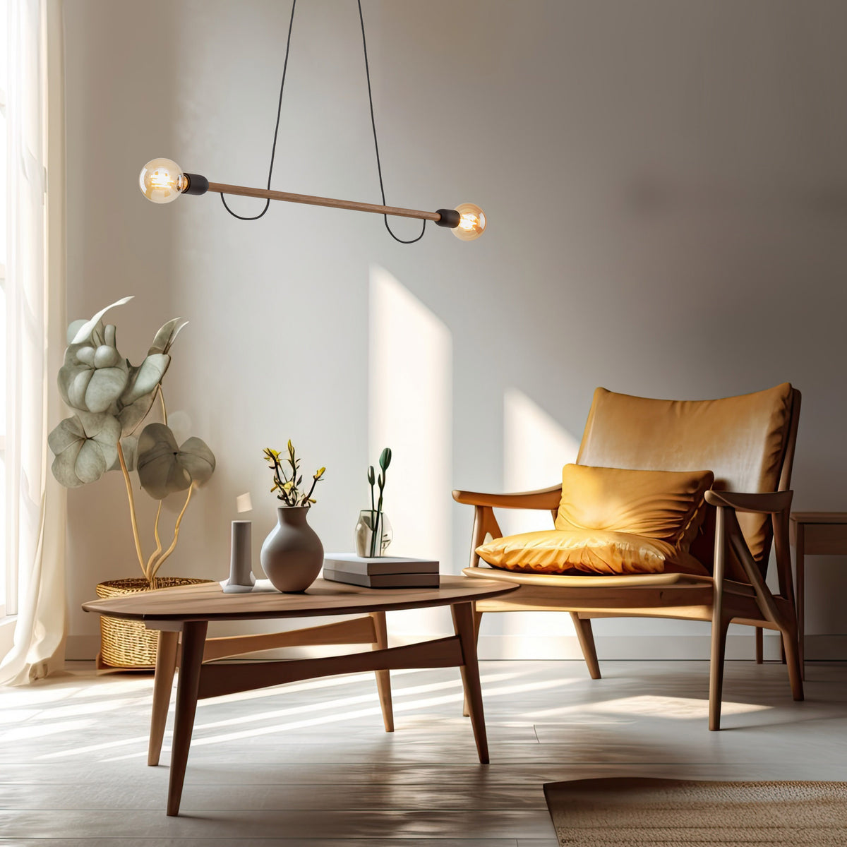 Lampa suspendata Helix Wood 1 brat, 2x E27 15W 4948