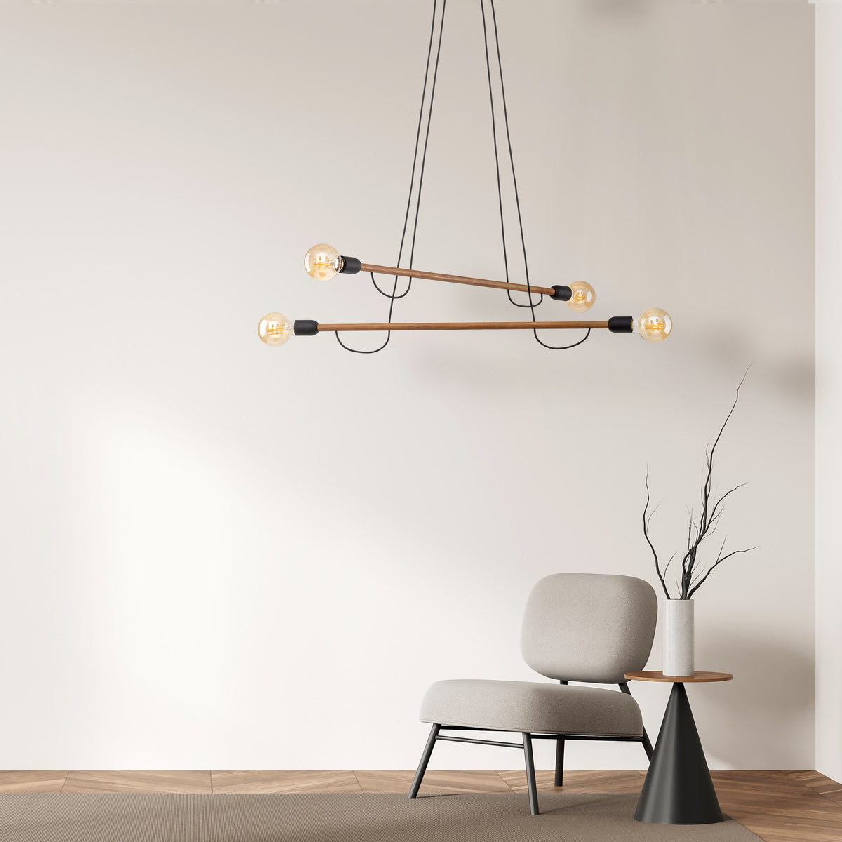 Lampa suspendata Helix Wood 2 brate, 2x E27 15W 4949
