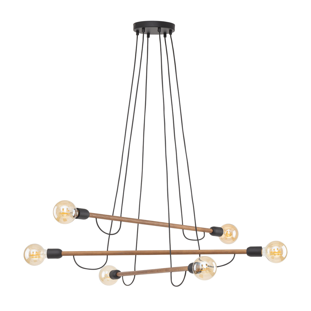 Lampa suspendata Helix Wood 3 brate, 6x E27 15W 4950