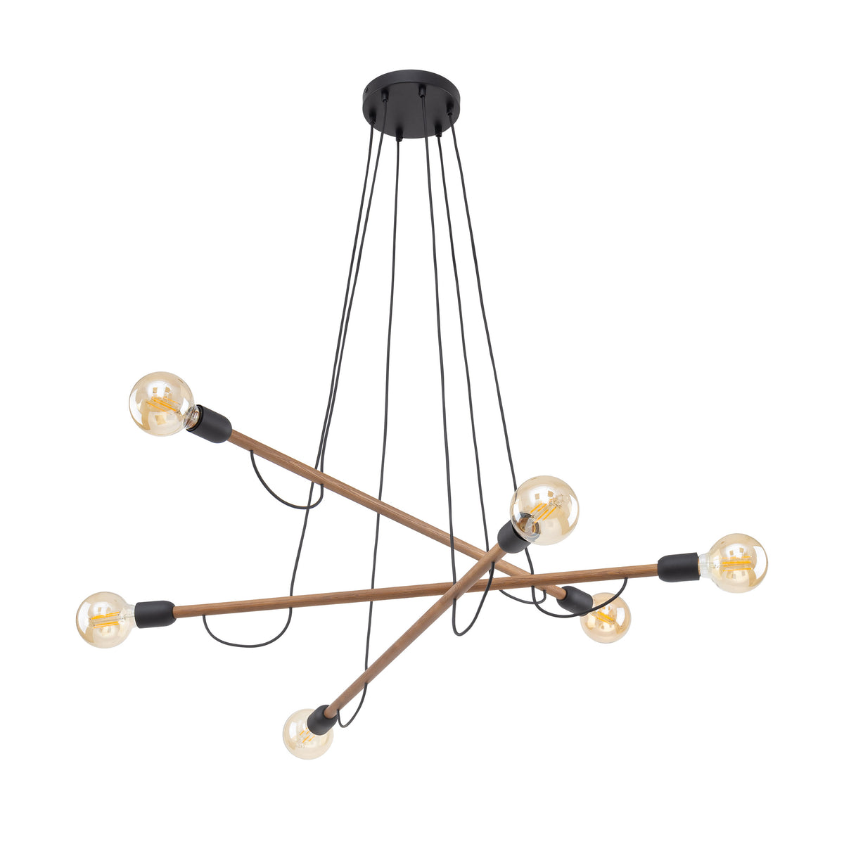 Lampa suspendata Helix Wood 3 brate, 6x E27 15W 4950
