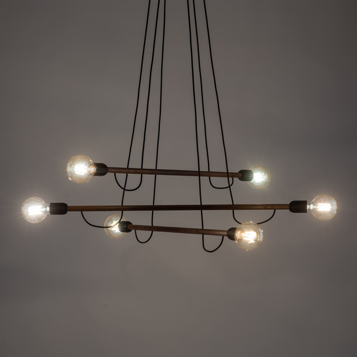 Lampa suspendata Helix Wood 3 brate, 6x E27 15W 4950