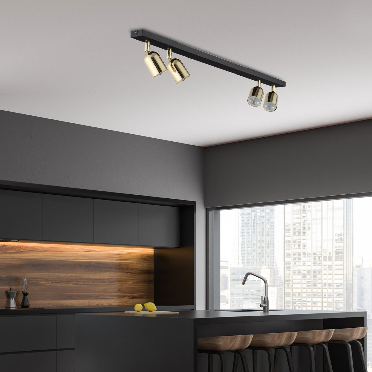 Plafonieră TK Lighting Top 4, negru, auriu, 4 x GU10, 5619
